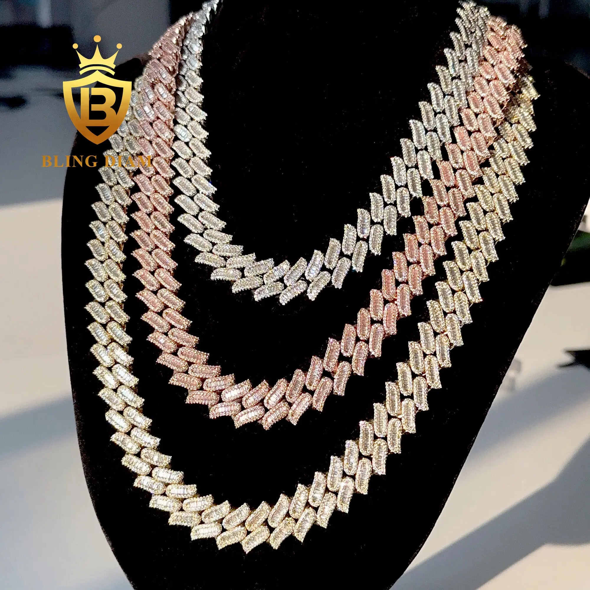 Trendy Hiphop Jewelry 10mm 12mm 18mm Brass Cz Diamond Ice Out Cuban Link Chain Ice Out Aaaaa Zircon Cuban Necklace Chain