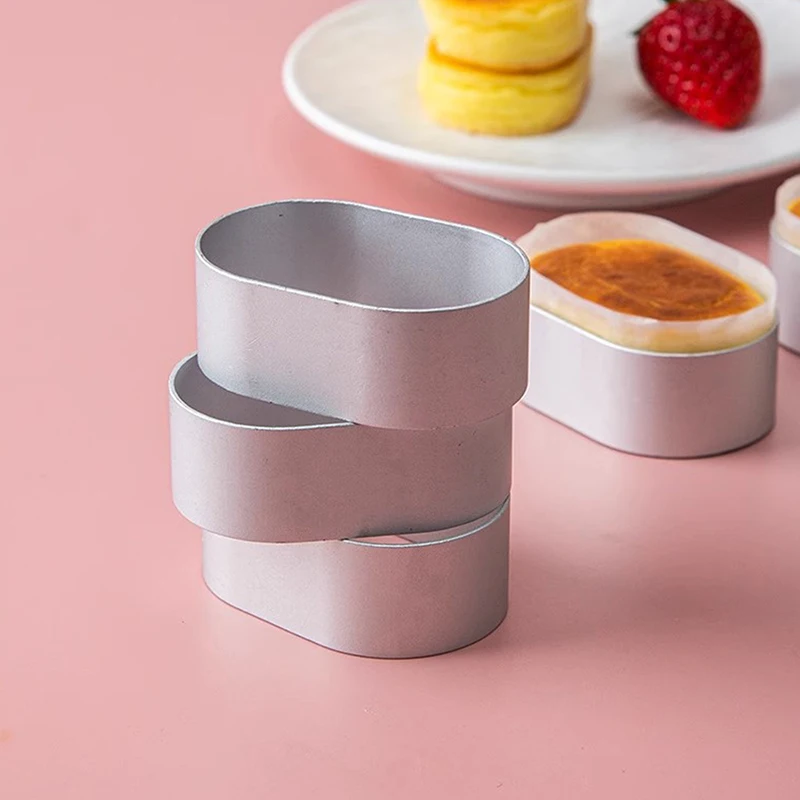 1/5 unidades Molde ovalado para tarta de queso, para repostería casera, galletas, tartas, queso, yogur, herramientas de repostería, aro para mousse sin borde
