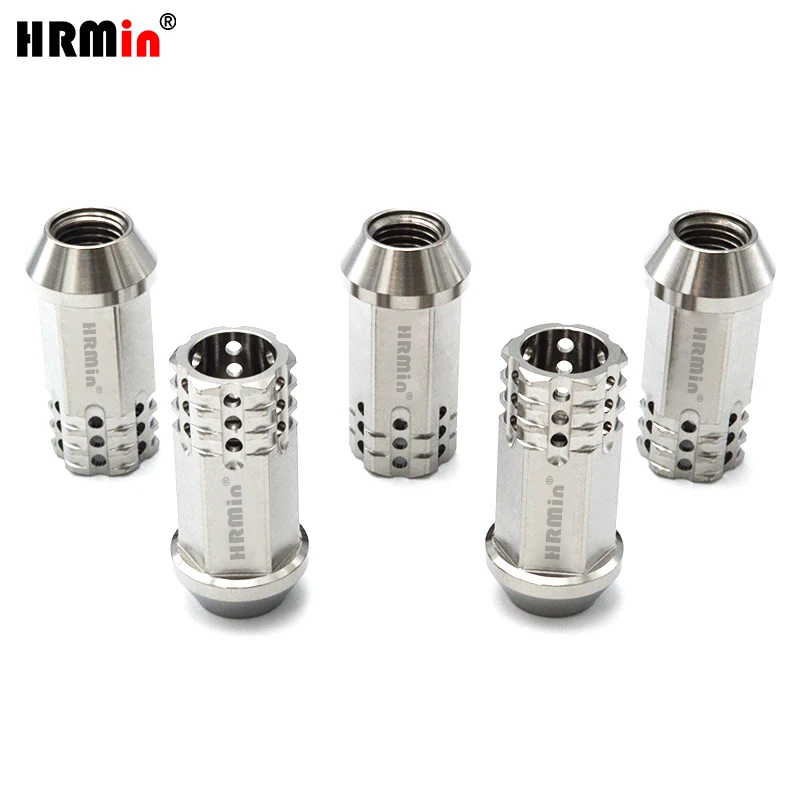 HRMin factory 20ps M12*1.5/M12*1.25/M14*1.5/M14*1.25mm titanium nut 10.9 grade Gr.5 titanium cone seat wheel lug nut for racing