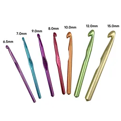 7Pcs 6.5mm-15mm Metal Handle Crochet Hook Knitting Needles Set Crocheting Needle Tool Sweater Knitting DIY Crafts