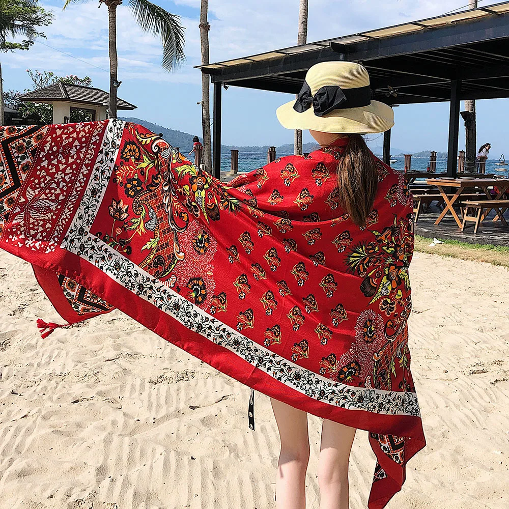 Summer Ethnic Style Luxury Brand Women Scarf Photographic Lady Travel Shawl Cotton Linen Female Tassel Scarves Bufanda Mujer