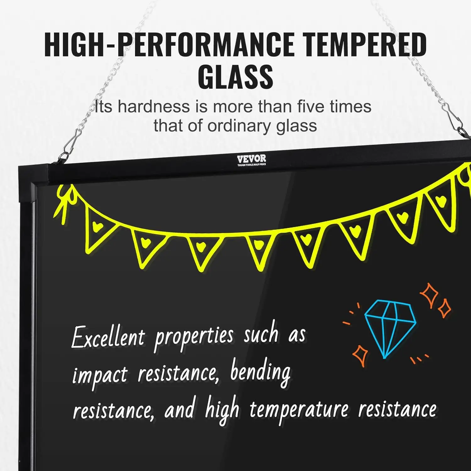 لوحة رسائل LED مقاس 32 × 24 بوصة مع أضواء نيون و8 علامات وجهاز تحكم عن بعد للقوائم والعلامات