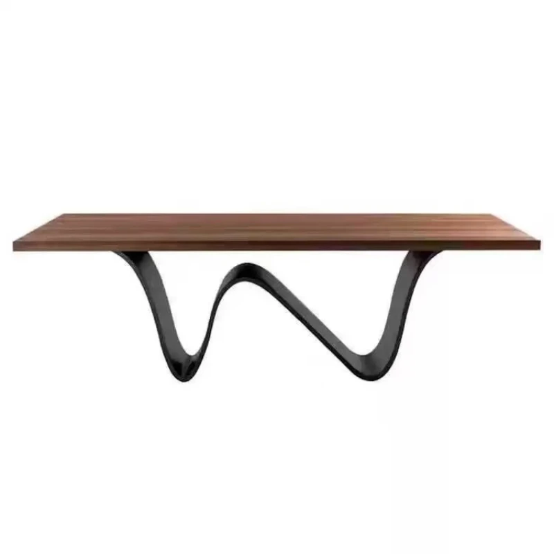 

Nordic designer solid wood dining table black walnut office creative simple table and chairs log office