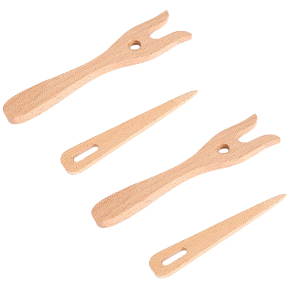 2 Sets Packaged 4pcs Multi-use Sewing Tools Tapestries Multipurpose Woven Knitting Hooks Beech Forks Craft Crochet