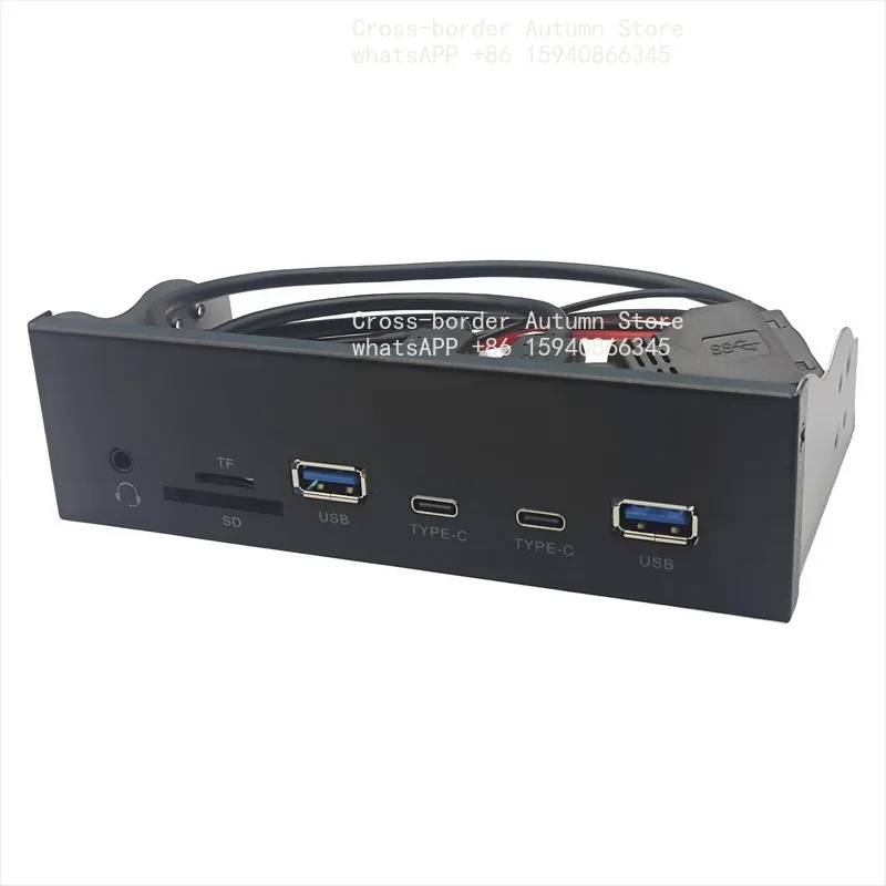 Optical Drive Bay Front Expansion Board Dual USB-A Dual Type-C SD Card Reader Headphone Microphone Audio Interface