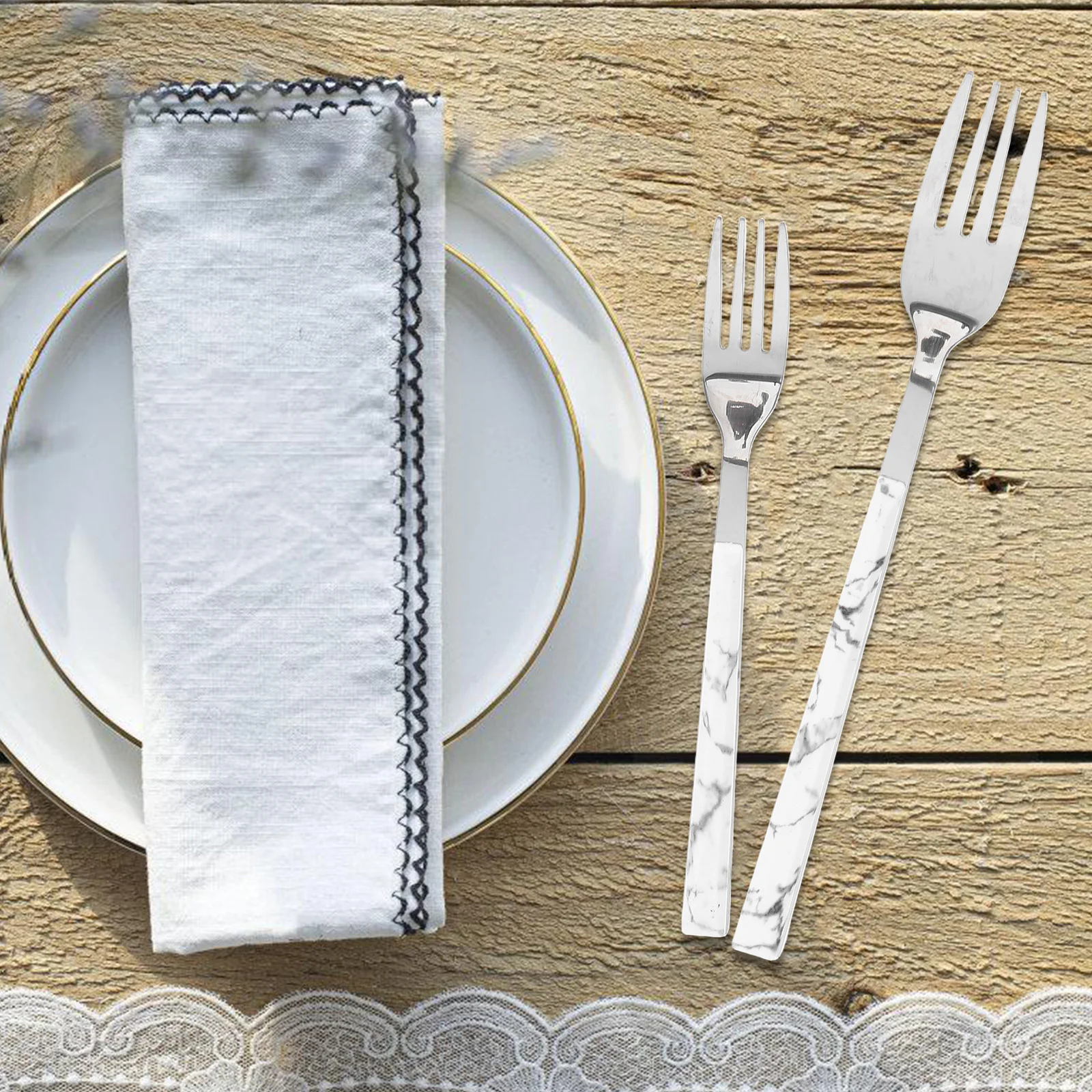 

1 Set Marble Handle Cutlery Kit Stainless Steel Flatware For Home Restaurant Hotel Use Western Food Tableware Kitchen Essentials