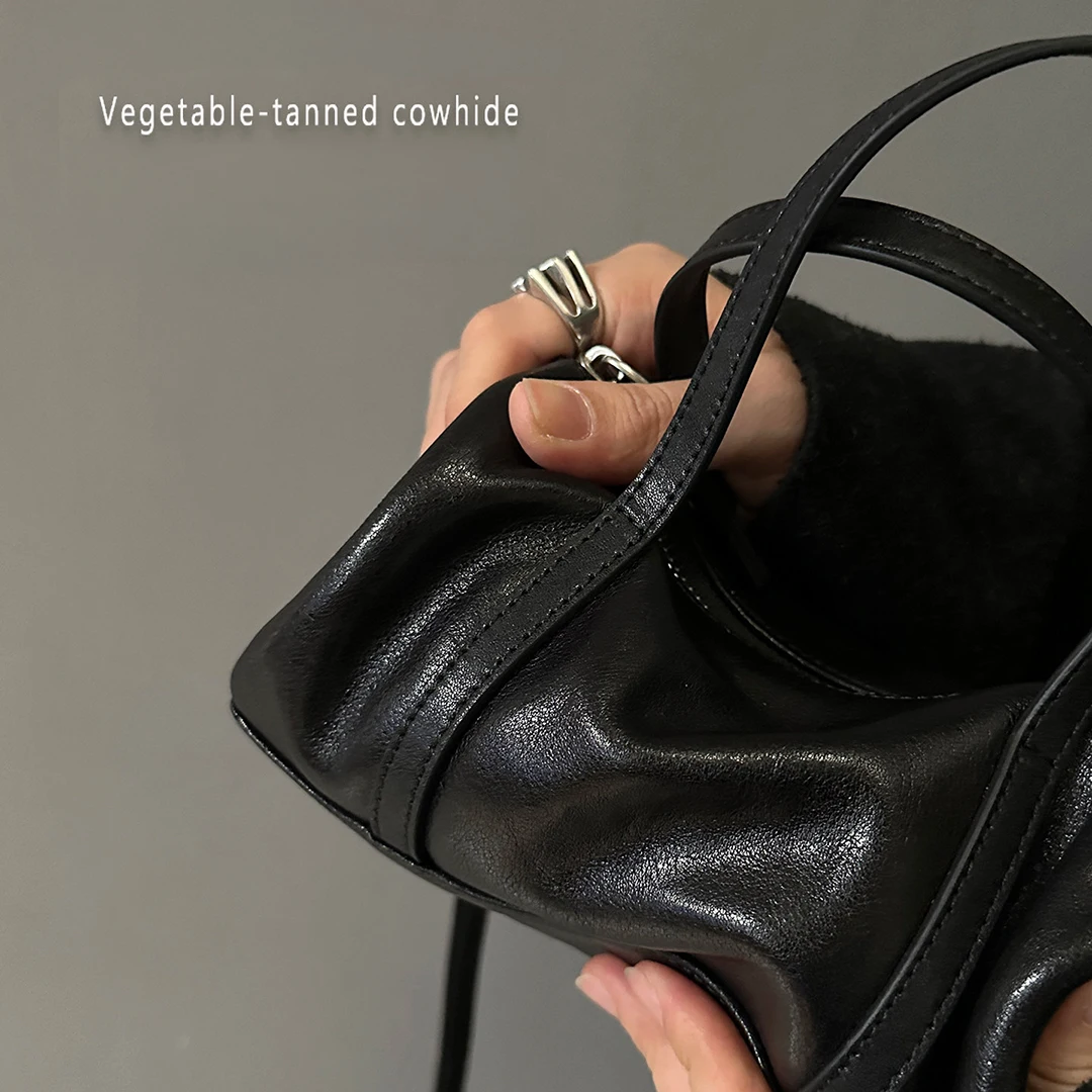 Mendy Vegetable-Tanned Leather Mini Boston Bag Top Handle Adjustable Crossbody Purse Vintage Retro Premium Patina Commute