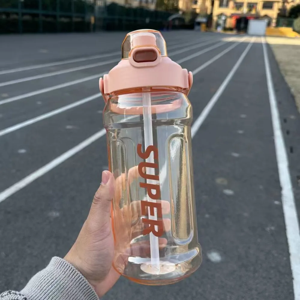 With Straw Sports Kettle with Straw Graduated 1.3L 1.5L 2L Water Cup with Straw Dustproof Large Capacity Fitness Water Bottle