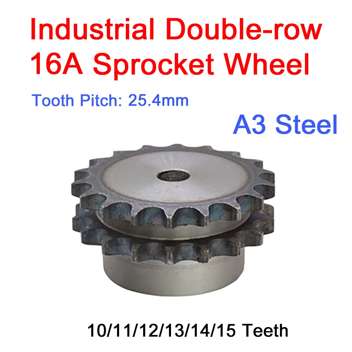 1Pc 16A Double-row Sprocket Wheel 10/11/12/13/14/15Teeth A3 Steel Chain Gear with Step Tooth Pitch25.4mm Tooth Surface Quenching