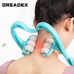 OREADEX Cervical Neck Massager, Manual Neck Clamp Multifunctional Kneading Roller 6-Ball Shoulder And Neck Relaxation Massager