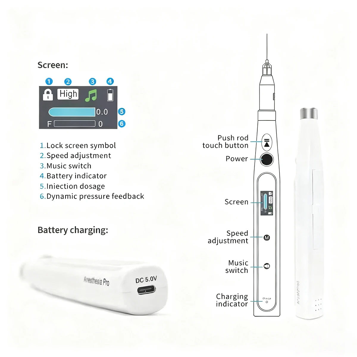 Dental Painless Oral Anesthesia Injector Dental Anesthesia Booster Device Dynamic Pressure Feedback Precise Dentist tools