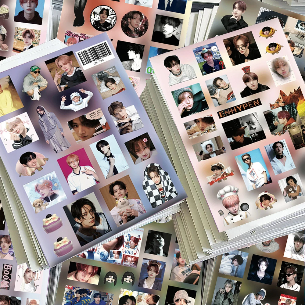8PCS Nouveaux autocollants à découper Lee Heeseung, photos d'albums de célébrités, coque de téléphone, tasse isotherme, autocollants imperméables, cadeau KPOP pour les fans