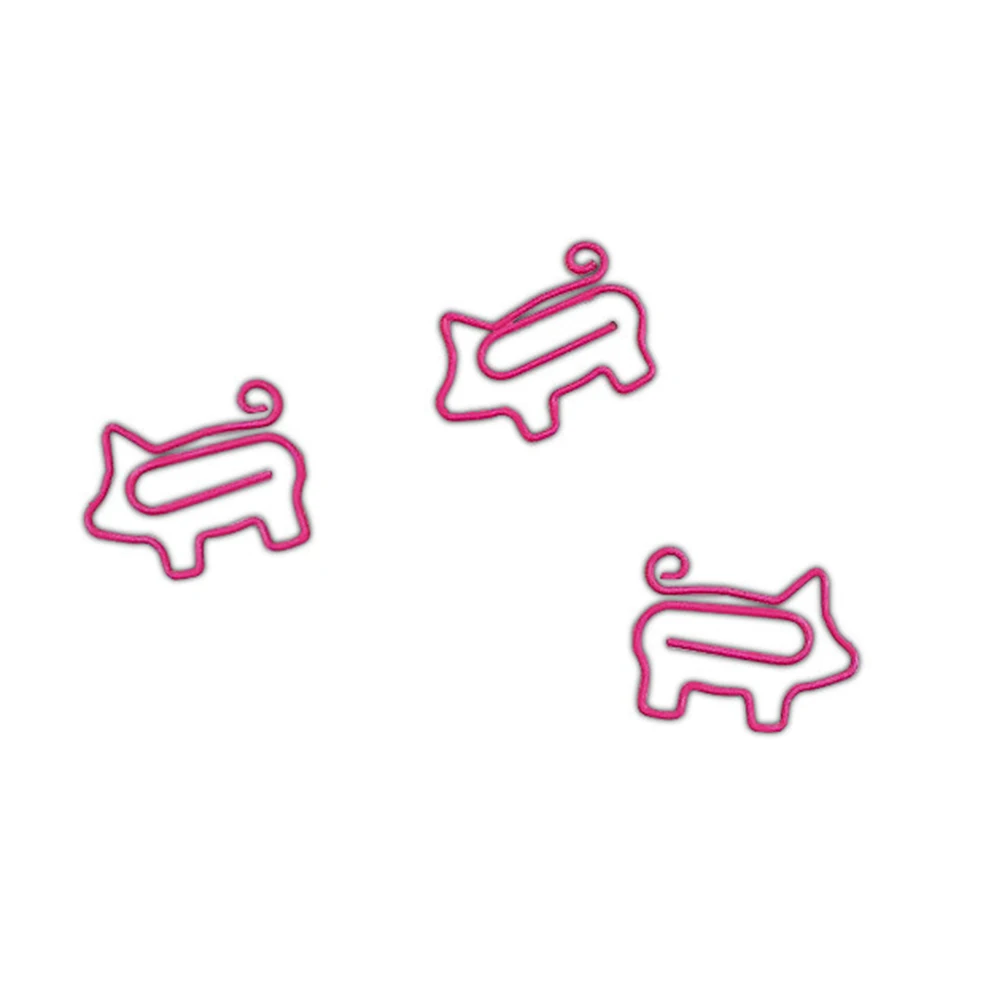 20pcs Pig Shape Creative Paper Clips Premium Metal Strong Clipping Force Bookmark Office Home School Use Rosy Fast Delivery