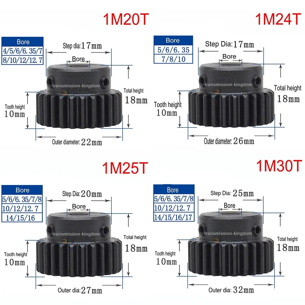

1Pcs 45# Steel Spur Gear With Step 1M 20 Tooth-45 Tooth Pinion Gear Metal Mod 1 Motor Convex Gear