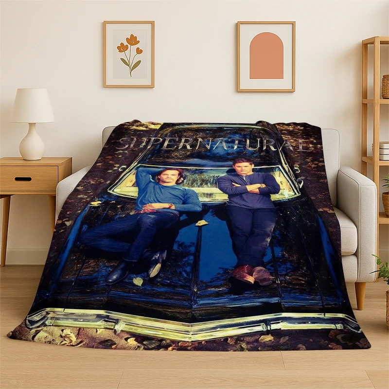 

SPN Supernatural Dean Sam TV Flannel Blanket Soft Warm Throw Blanket for Bedroom Living Room Bed Travel Camping Picnic Kid