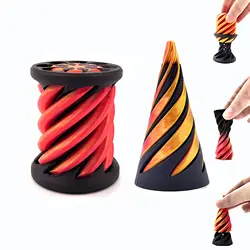 Impossible Pyramid Passthrough Sculpture - 3D Printed Spiral Cone 2 Pcs Fidget Toy Desktop Deco Souvenir Gift