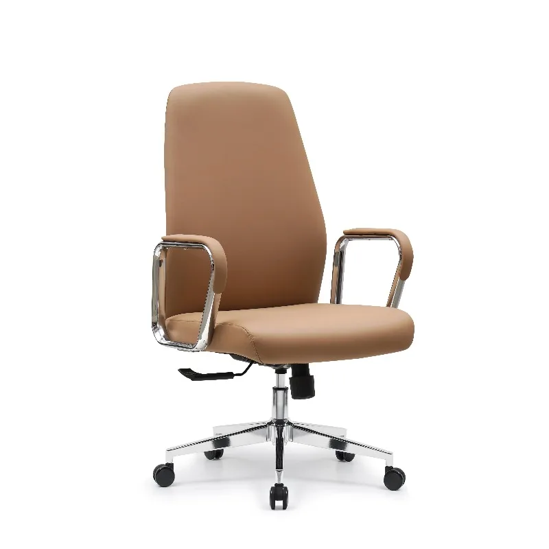 Premium Luxury High Quality Executive Level Comfortable Reclining Adjustable Function Brown Color Synthetic Leather Office Chair