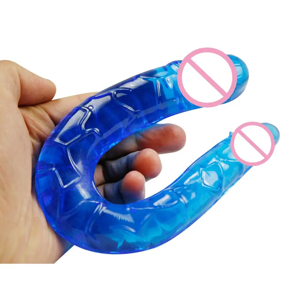 Double Sided Dong Jelly Dildo Penis Dick U Shape Artificial Penis Vagina Anal Plug G Spot Massager Lesbian Sex Toy For Women Man