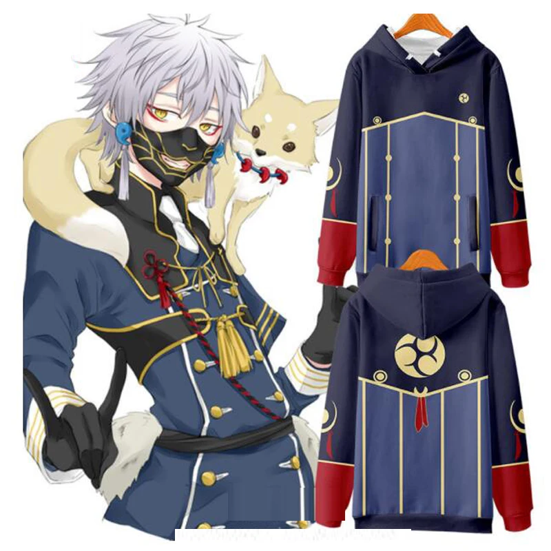 Sudadera con capucha de Anime Touken Ranbu Nakigitsune para hombre y mujer, ropa de calle Harajuku, chaqueta con cremallera de Hip Hop, prendas de vestir exteriores