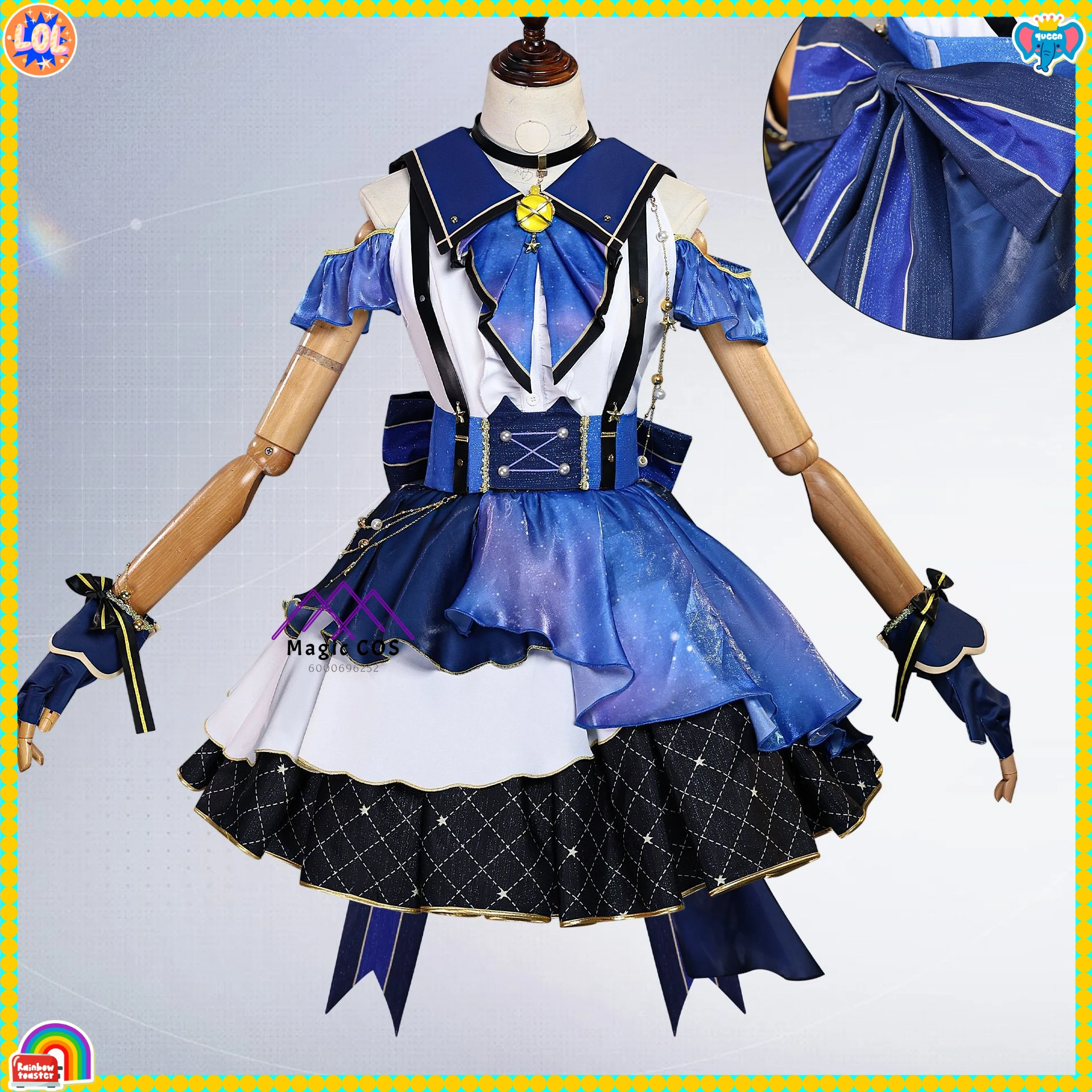 

Top LoveLive Cosplay Costume Anime Rin Hoshizora Role Playing Clothes Blue Dress Women Adult Comic Con Uniform Halloween Party