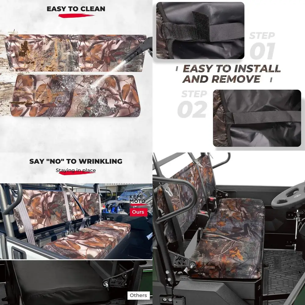 

2 Sets Bench Seat Cover Compatible with Kawasaki Mule 2015-2023 PRO-FXT DXT FX DX Replace OEM Part KAF080-039 Front Rear Camo Re