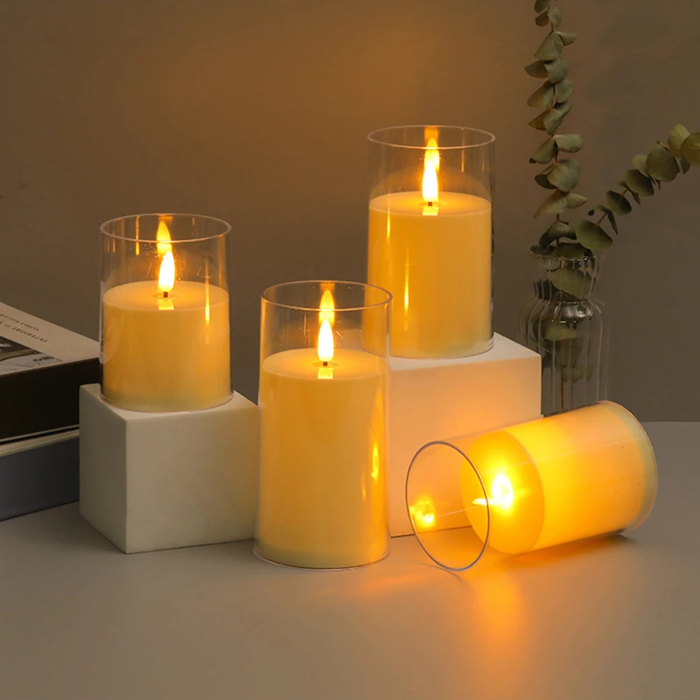 LED Electronic Candle Lights Flameless Lights LED Glass Candle Romantic Candle Lamp for Christmas Party Wedding Home Decor