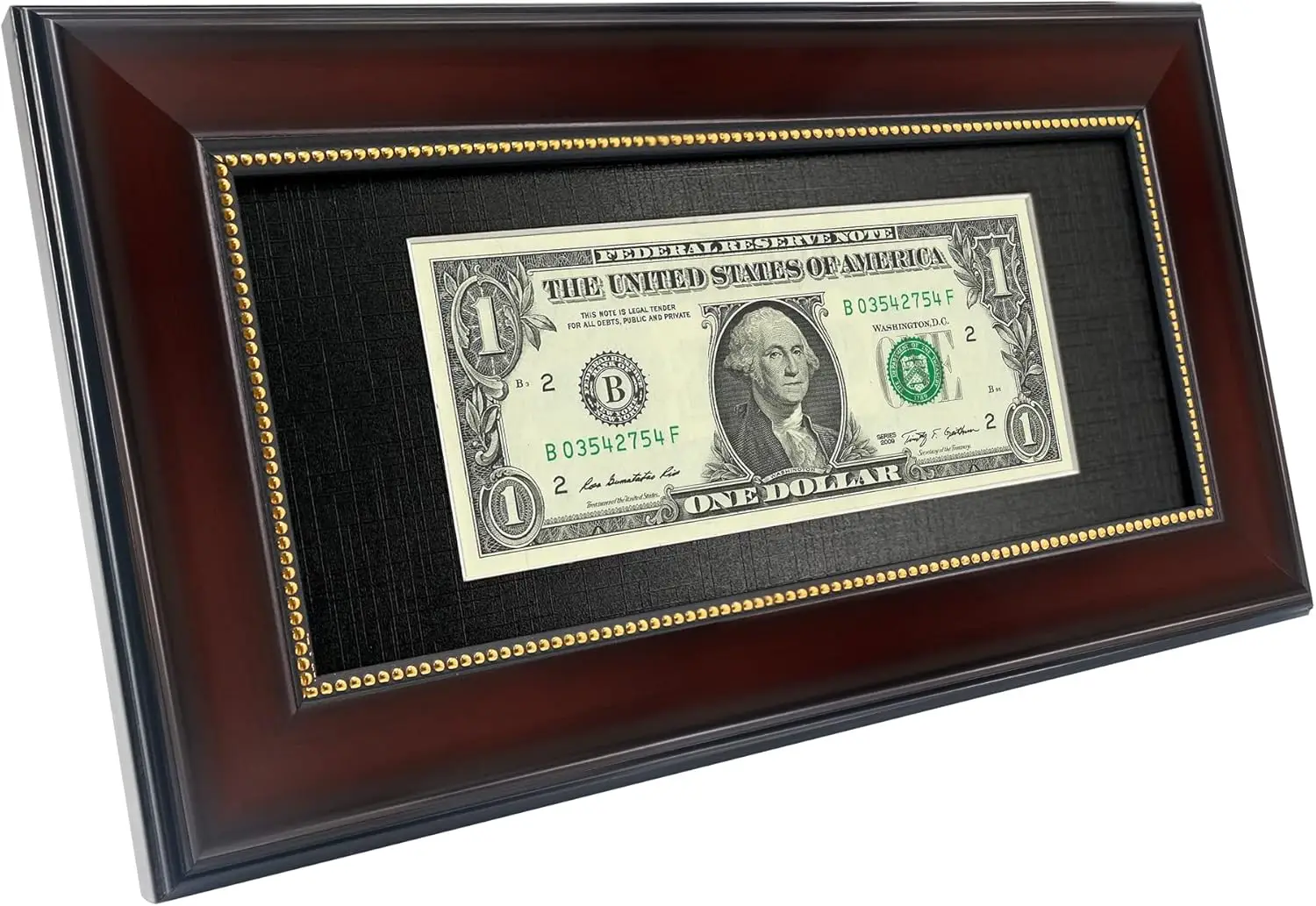 Mahogany Dollar Bill Frame With Bla Mat Or Display 4X9 Picture Without Mat,Real Glass,2 Pack