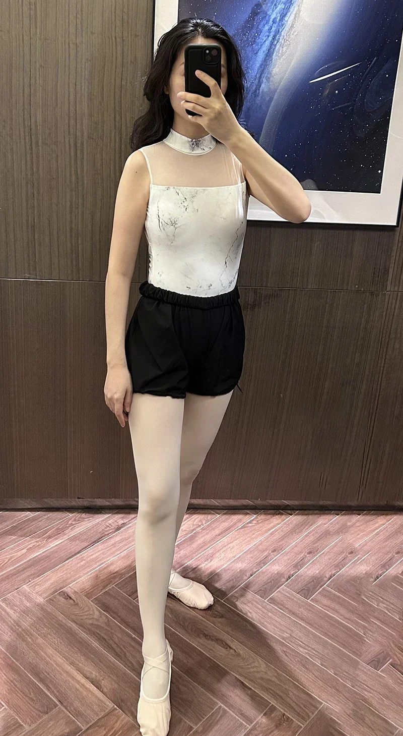 Body per balletto tuta da ballo con collo alto da donna adulto semplice superiore pratica quotidiana abbigliamento da ballo per balletto body da Yoga