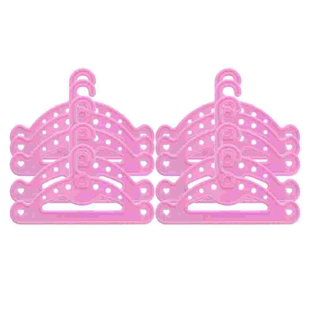 

10 Pcs Gown Dress Outfit Hangers 18 Inches Dolls Simple Miniatures Pink Clothes Coat