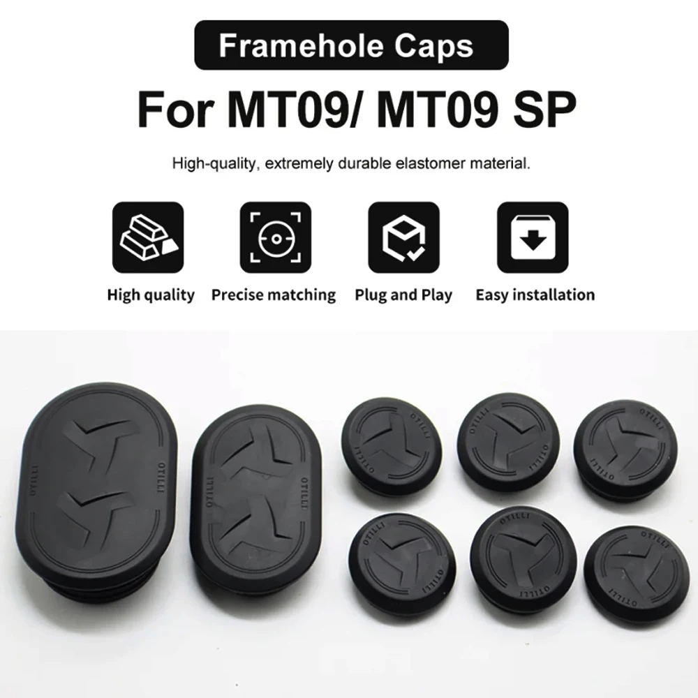 Motorrad-Rahmenabdeckungs-Set, Dekorative Ersatzteile für MT 09 MT-09 SP 2021-2025 2024, Rahmenloch-Abdeckkappen