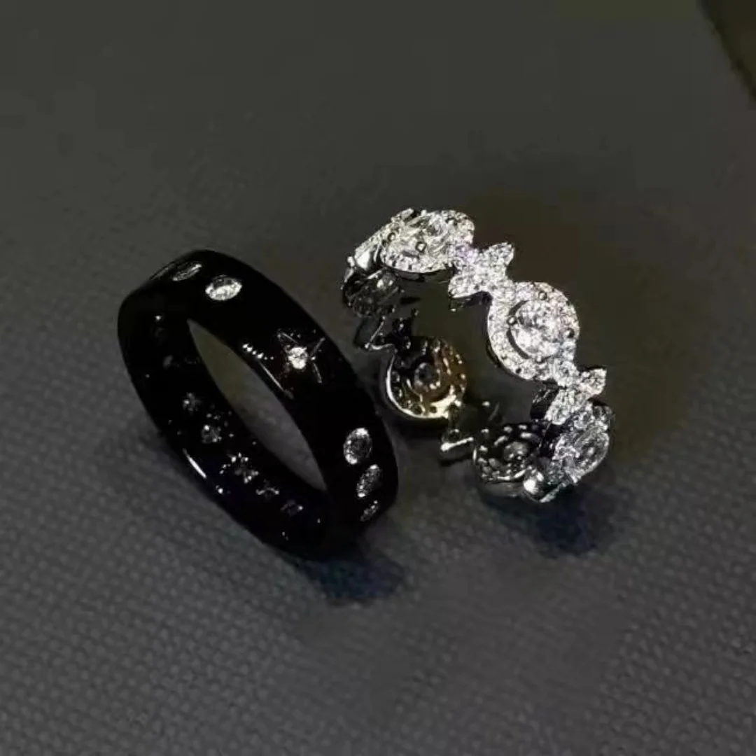 

DUTRIEUX New Gothic Sparkling Cubic Zirconia Rings for Couple Silver Color Fashionable New Modern Fashion Female Jewelry Gifts