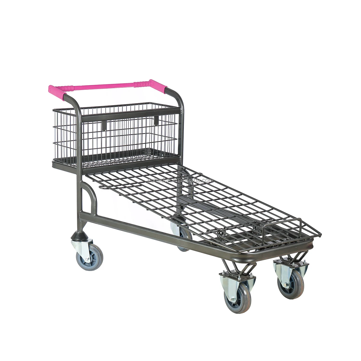 

Тележка складная стальная четырехколесная Puheton Mesh Structure, черная, 500 кг, для супермаркетов и складов, для покупок и перевозки товаров