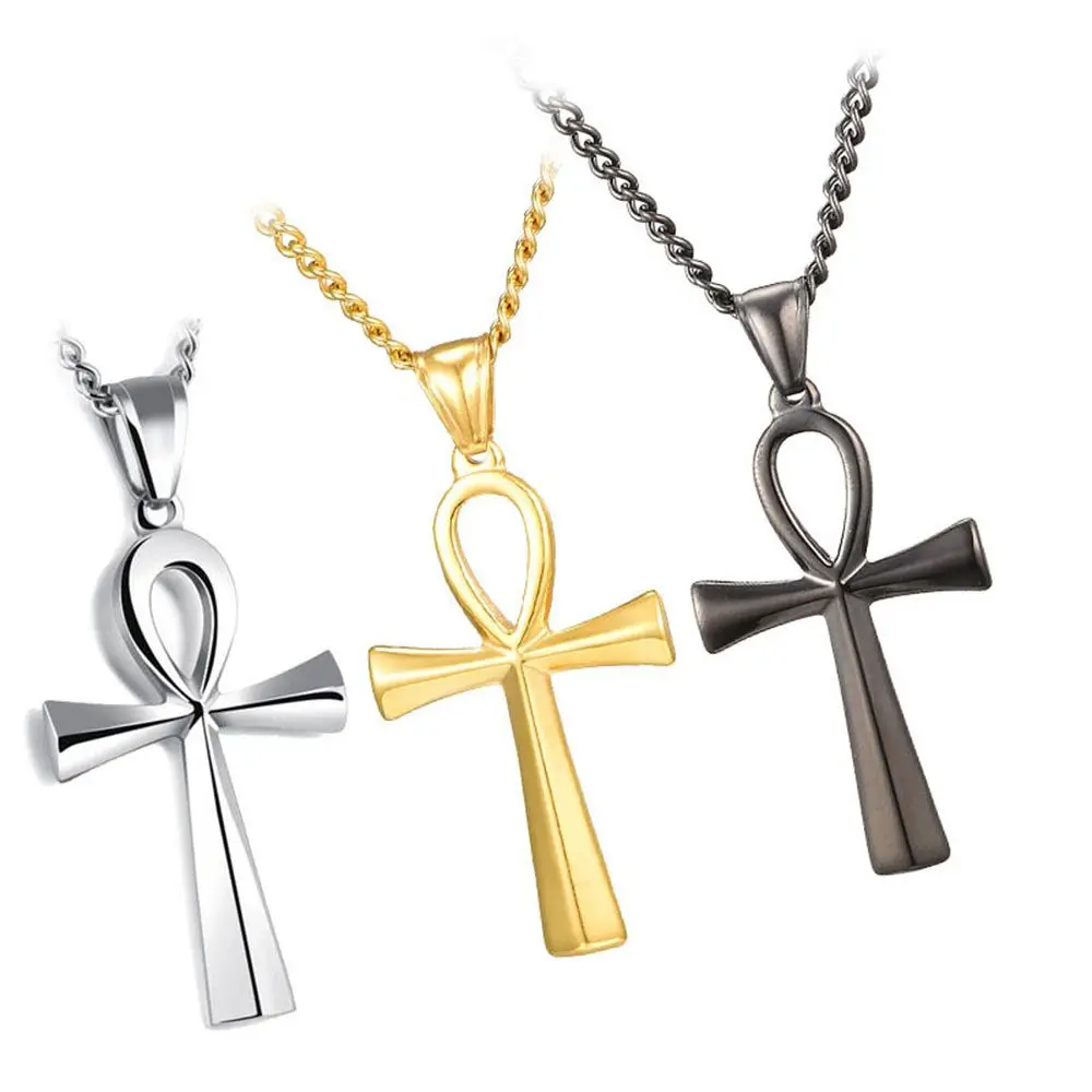 يسوع مجوهرات الفولاذ المقاوم للصدأ اكسسوارات هدية للرجال النساء الذهب الأسود الفضة اللون سلسلة المختنق الصليب قلادة المعلقات