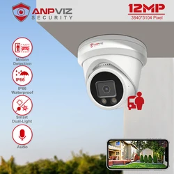 Anpviz 12MP Mini POE IP Turret Camera Outdoor Smart Dual Light ColorVU IR 30m CCTV Video IP66 H.265 Audio Motion Detection 2.0