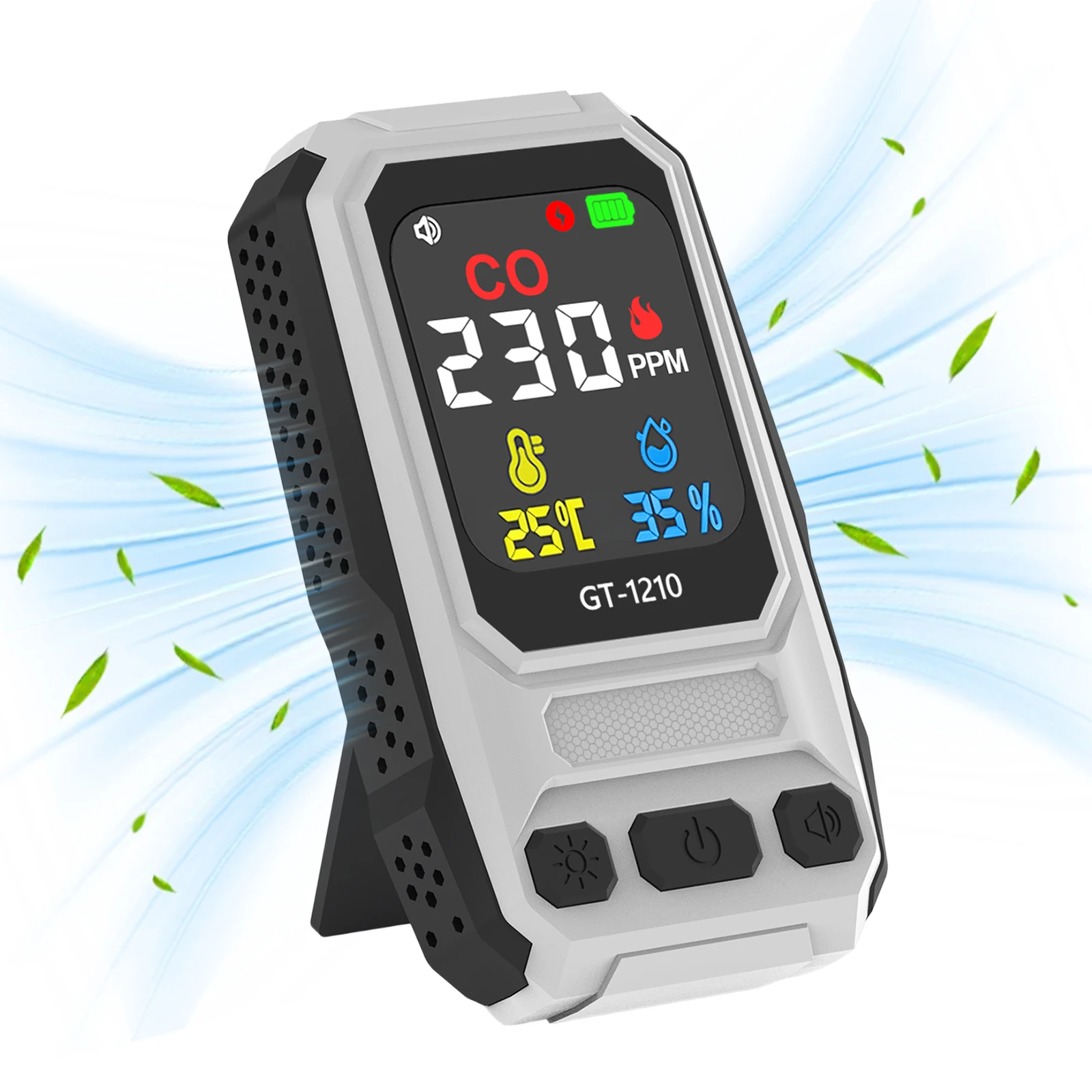 Carbon Monoxide Detector with Alarm Indoor CO Gas Tester with Temperature & Humidity Handheld Temperature Humidity Meter