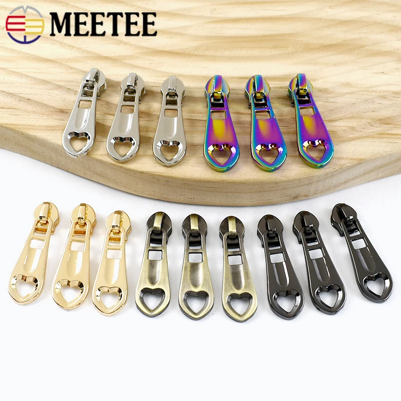 

10Pcs Meetee 3#5# Zippers Puller Nylon Zipper Tape Pocket Bag Zips Head Garment Luggage Zip Slider DIY Repair Sewing Accessories