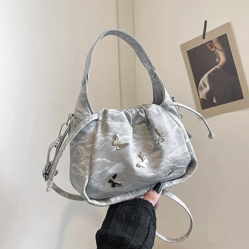 

2025 Butterfly Chain Bucket Bag for Women Minimalist Shoulder Crossbody Purse Fashionable Handbag