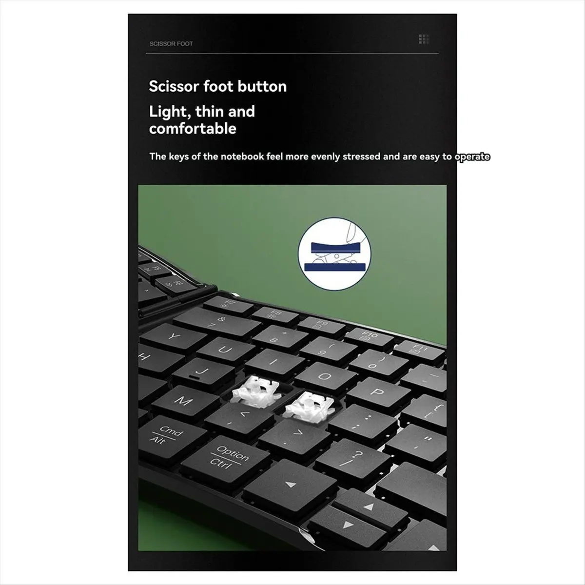 A46U Ergonomic V-Shaped Three-Way Bluetooth Folding Keyboard Mobile Phone Tablet Charging Light and Bluetooth Keyboard