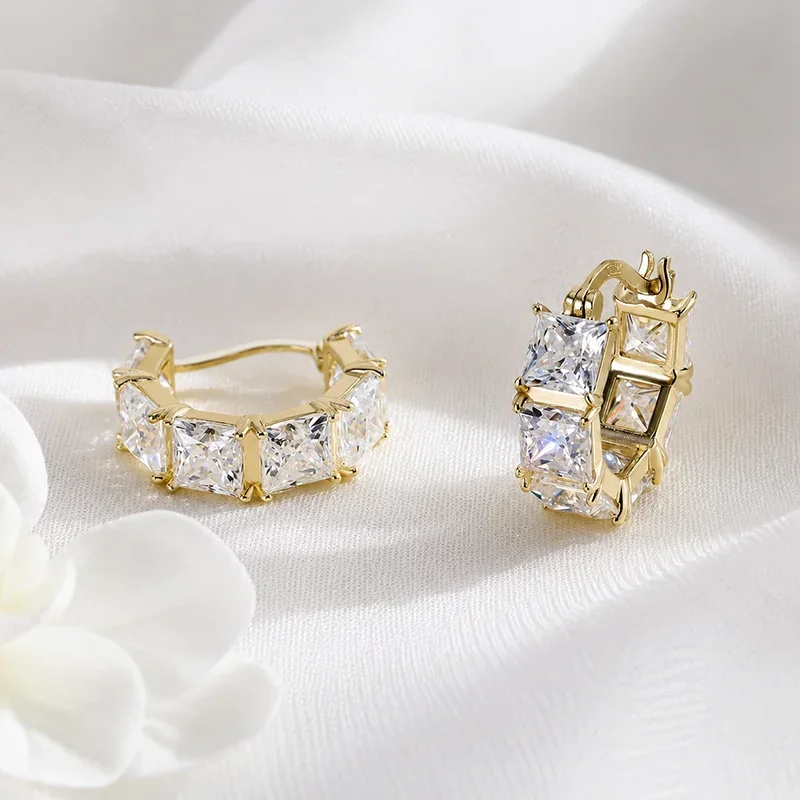 NASIA Princess 5*5mm Gems Moissanite Earrings for Women Girls Wedding Full Diamond Dainty Jewelry S925 Sterling Silver 2026