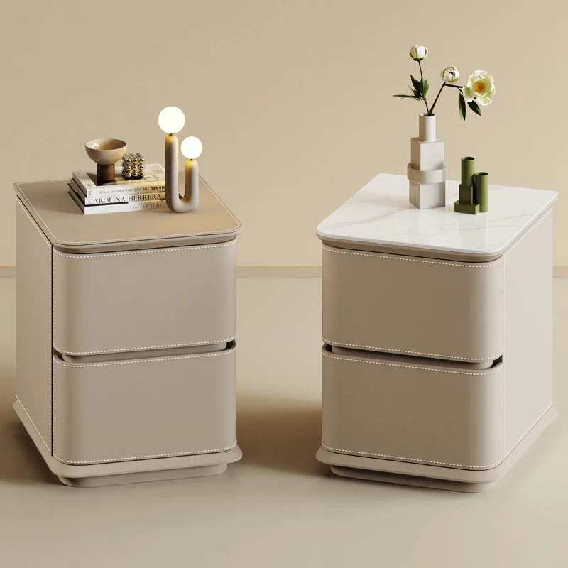 

Minimalist Solid Wood Bedside Table, Simple High-grade Leather Bedside Table, Narrow Bedside Cabinet, Multiple Styles Available