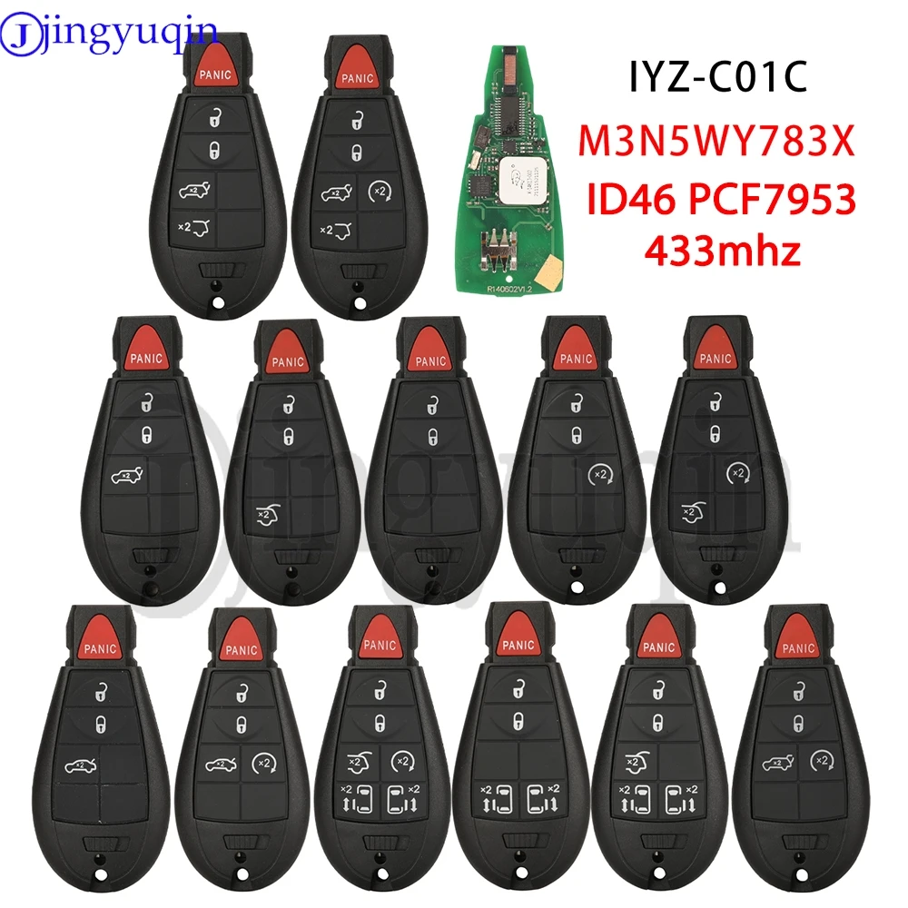 jingyuqin keyless Go 433Mhz ID46 Remote Car For Jeep Grand Cherokee Chrysler Town & Country 300 Dodge Caravan 1YZ-C01C Smart key