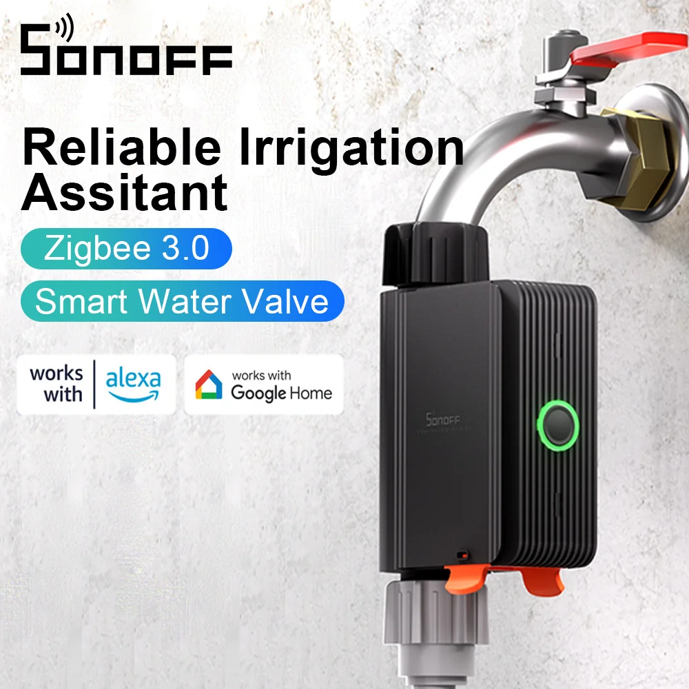 SONOFF SWV Zigbee Smart Water Valve IP55 Automatic Irrigation Easy Install Remote Control Time Schedule via eWeLink Alexa Google