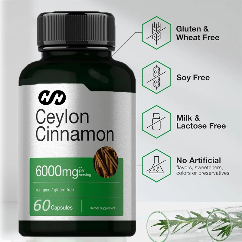 Ceylon Cinnamon Capsules | 6000 Mg | 60 Capsules | High Absorption Non GMO and Gluten Free Supplements