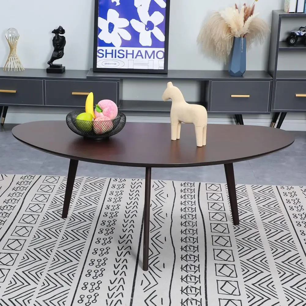 طاولة قهوة اسبريسو بيضاوية كبيرة للمساحات الصغيرة، 47.3 عرض × 23.63 عمق × 17.72 ارتفاع #2