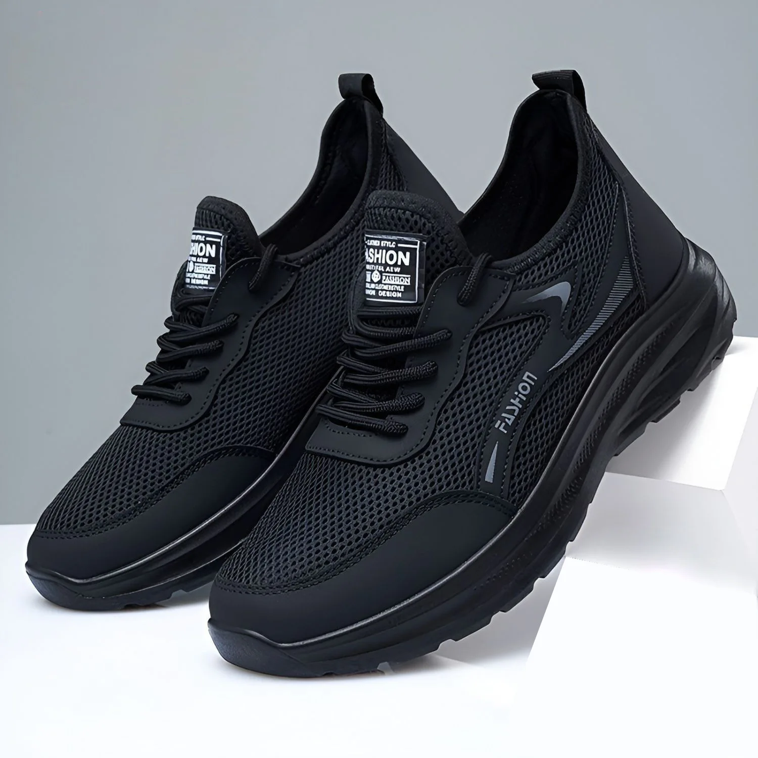Lace Up Hollow Mesh Sneakers Men Breathable Non Slip Soft Sole Daily Comfort Outdoor Walking Casual Shoes