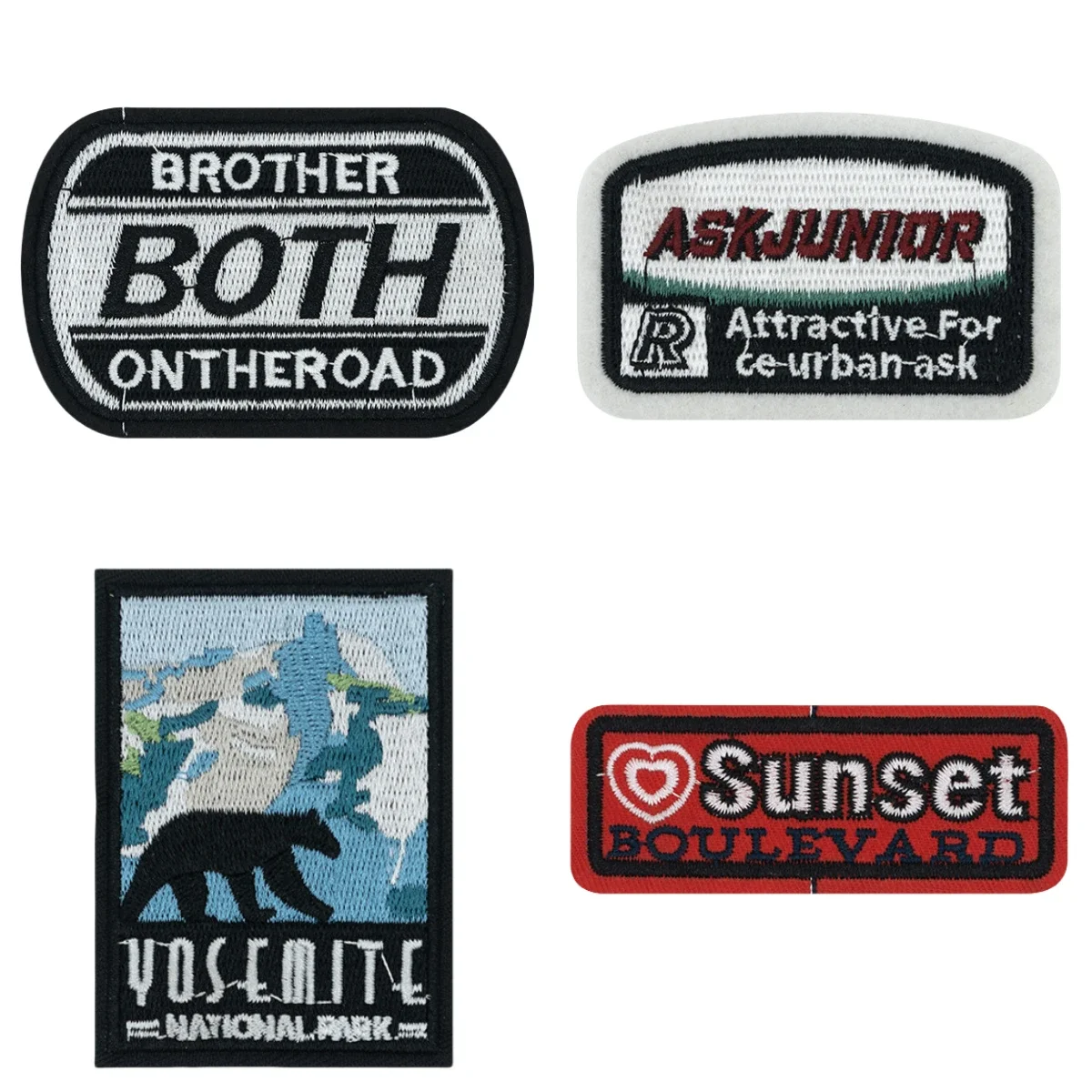 English Square Strip Embroidery Cloth Sticker, Computer Embroidery Clothes Decoration DIY Hole Repair Square Patch Sticker