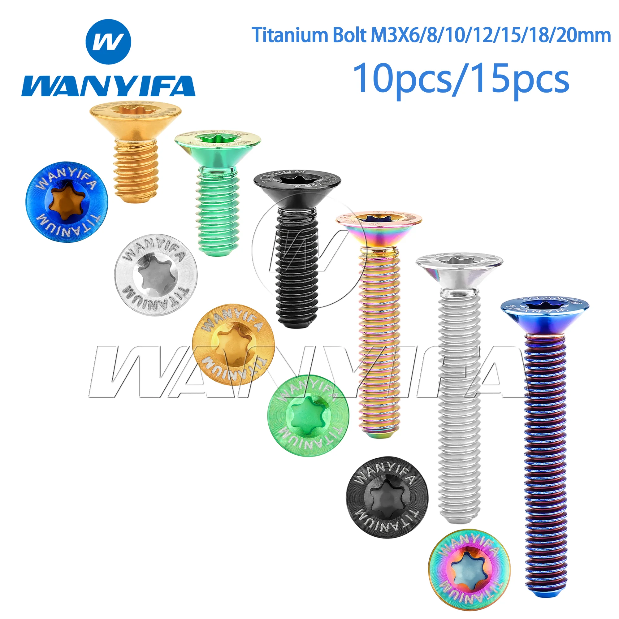 

Wanyifa Titanium Bolts M3X6 8 10 12 15 18 20mm Countersunk Head Internal Plummer Screws with Laser Marked Screws 10Pcs/15Pcs