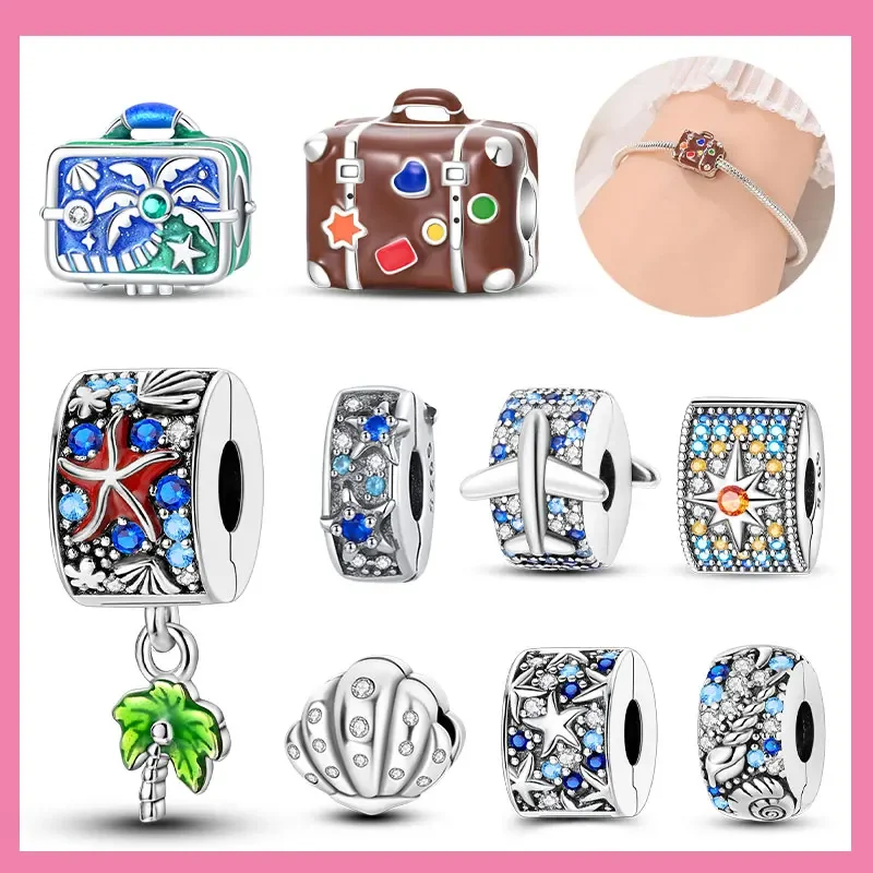 

Подвески из серебра 925, сверкающие красочные цирконы, морская звезда, раковина, зажим для кокосовой пальмы, подвеска-разделитель, подходит для изготовления ювелирных изделий своими руками, подарков