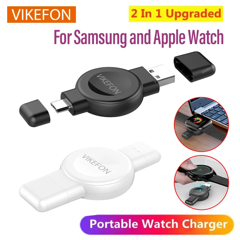 2 In 1 Magnetic Watch Wireless Charger for Apple Samsung Galaxy Watch 6/5Pro/5/4 Active IWatch 9 8 7 6 5 Fast Charging Adapter