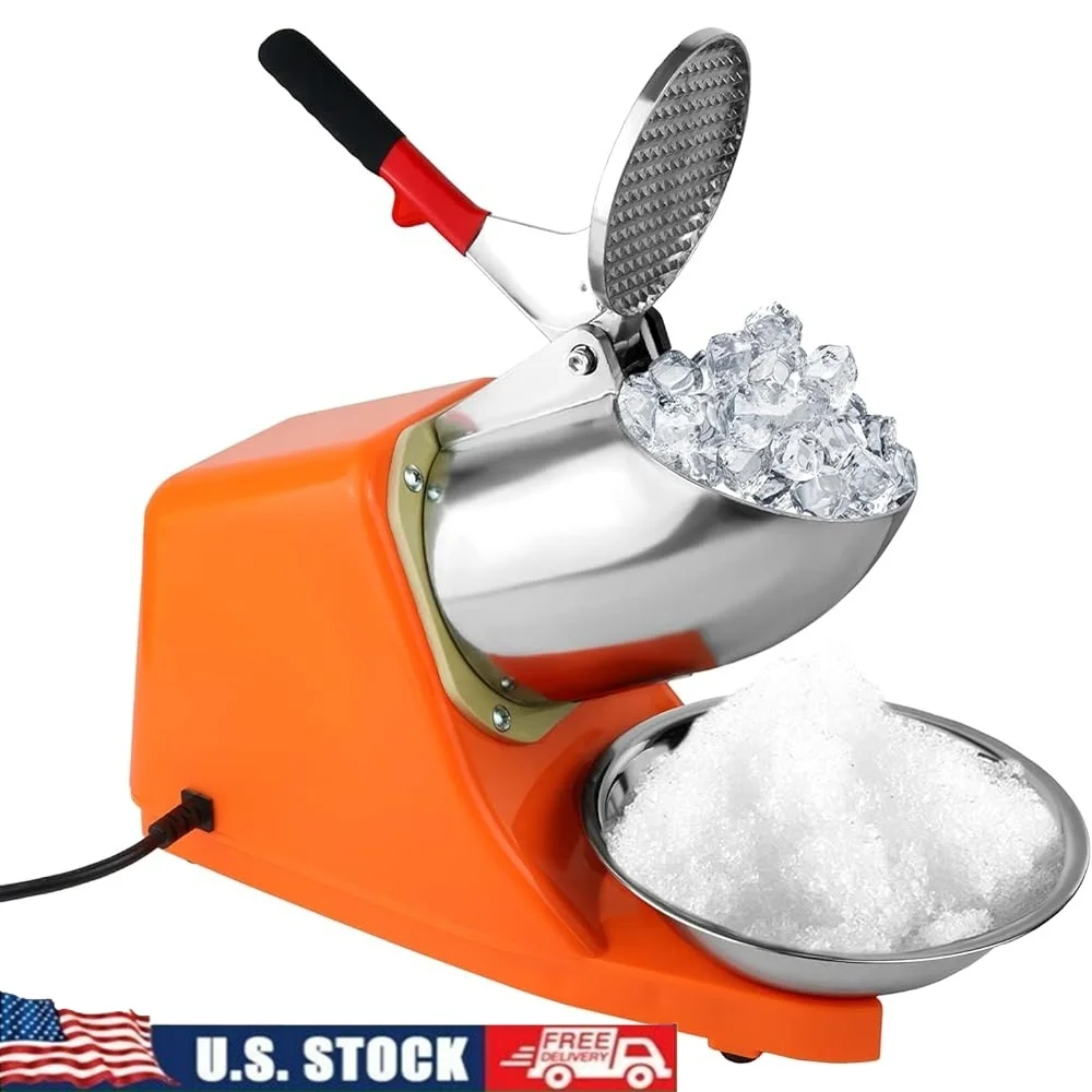 

Electric Ice Shaver Machine 300W Dual Blades 176lbs per Hour Snow Cones Slush Drinks with Bowl and Cover